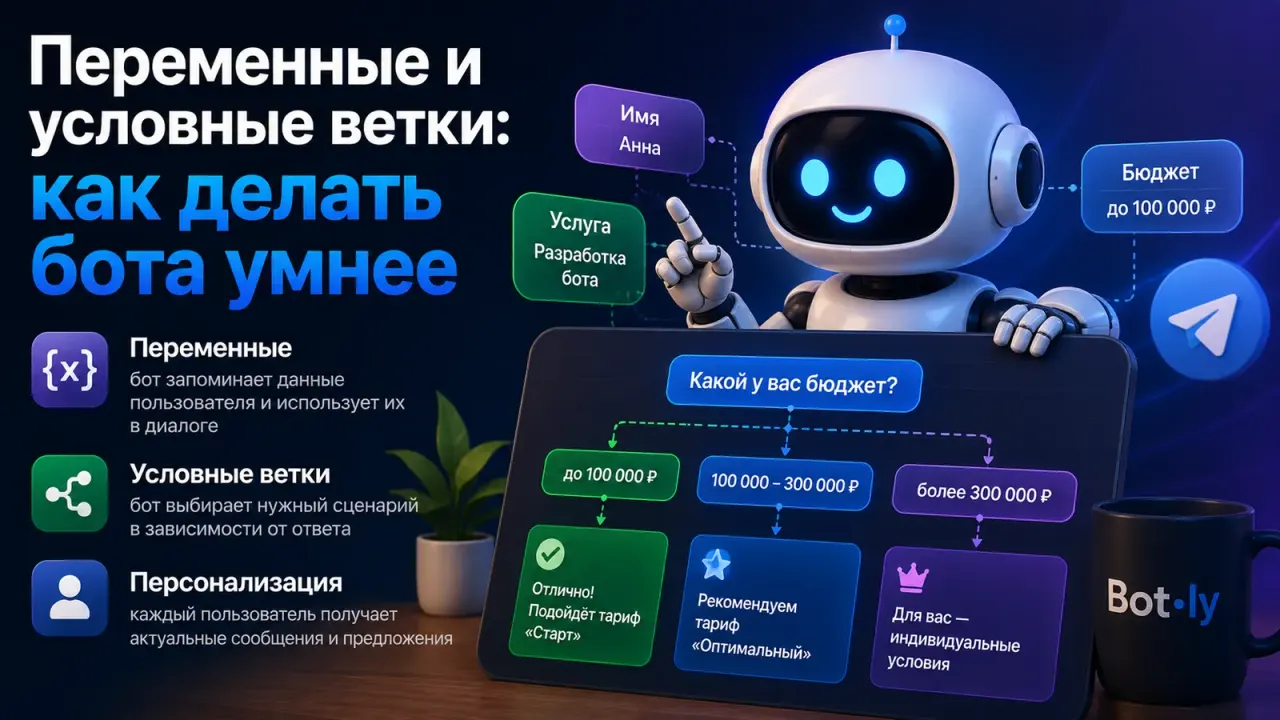 Переменные и условные ветки: как сделать Telegram-бота умнее