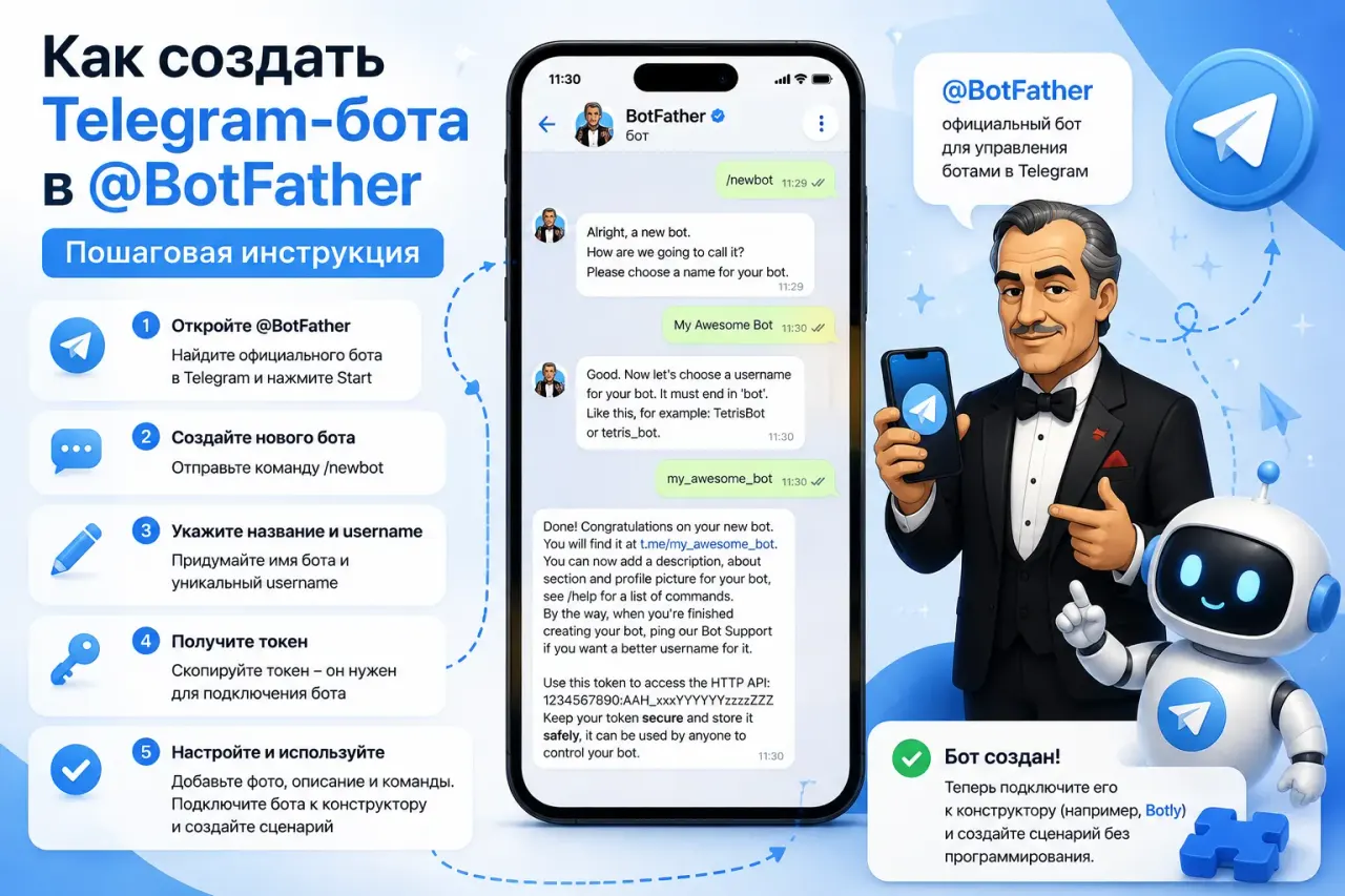 Как создать Telegram-бота в @BotFather: пошаговая инструкция
